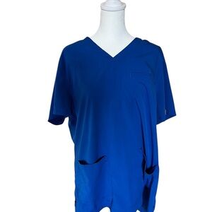 Men's Royal Blue V-Neck Scrub Top - Unbranded